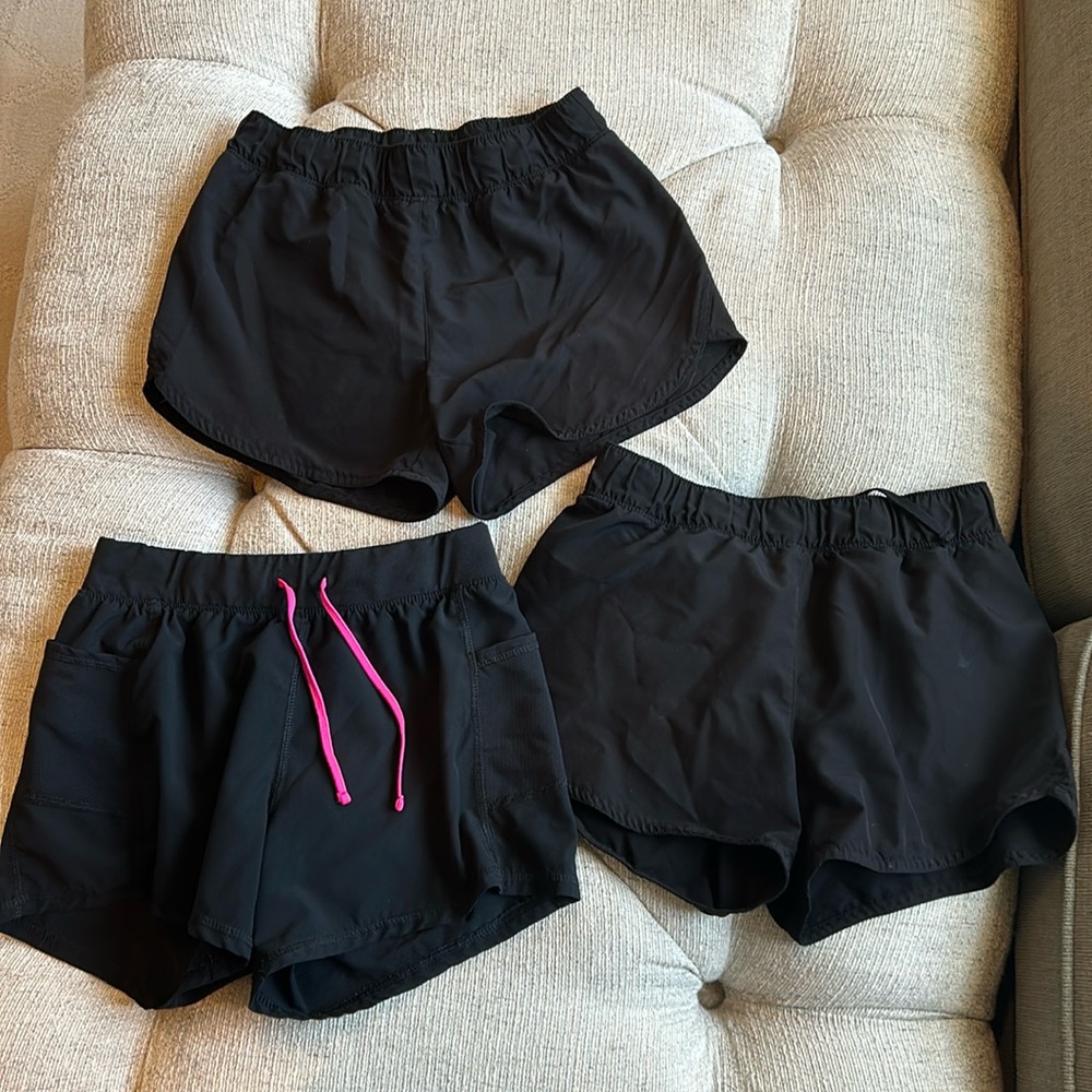 Black gym shorts three pack